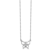 14K White Gold Butterfly Necklace with Rhodium Polished Finish  Elegant Women's Jewelry